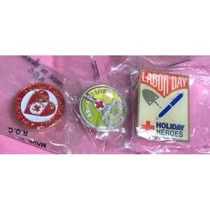 3 American Red Cross Memorial Day Pins  Holiday Heroes pins -New Old stock
